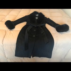 Jones New York real fur wool coat